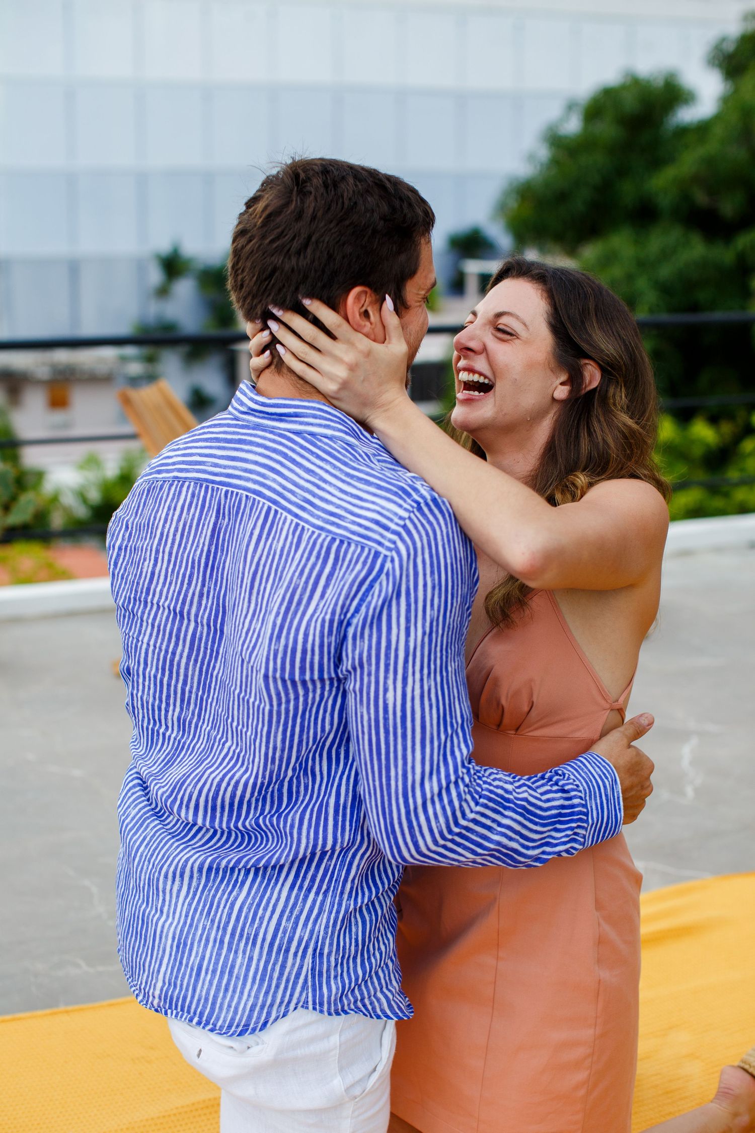 Couples portrait on a rooftop. Marriage proposal. San Juan, Puerto Rico.