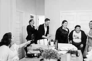B+W candid photography of bridal party before the wedding Kirsten Graham Photography