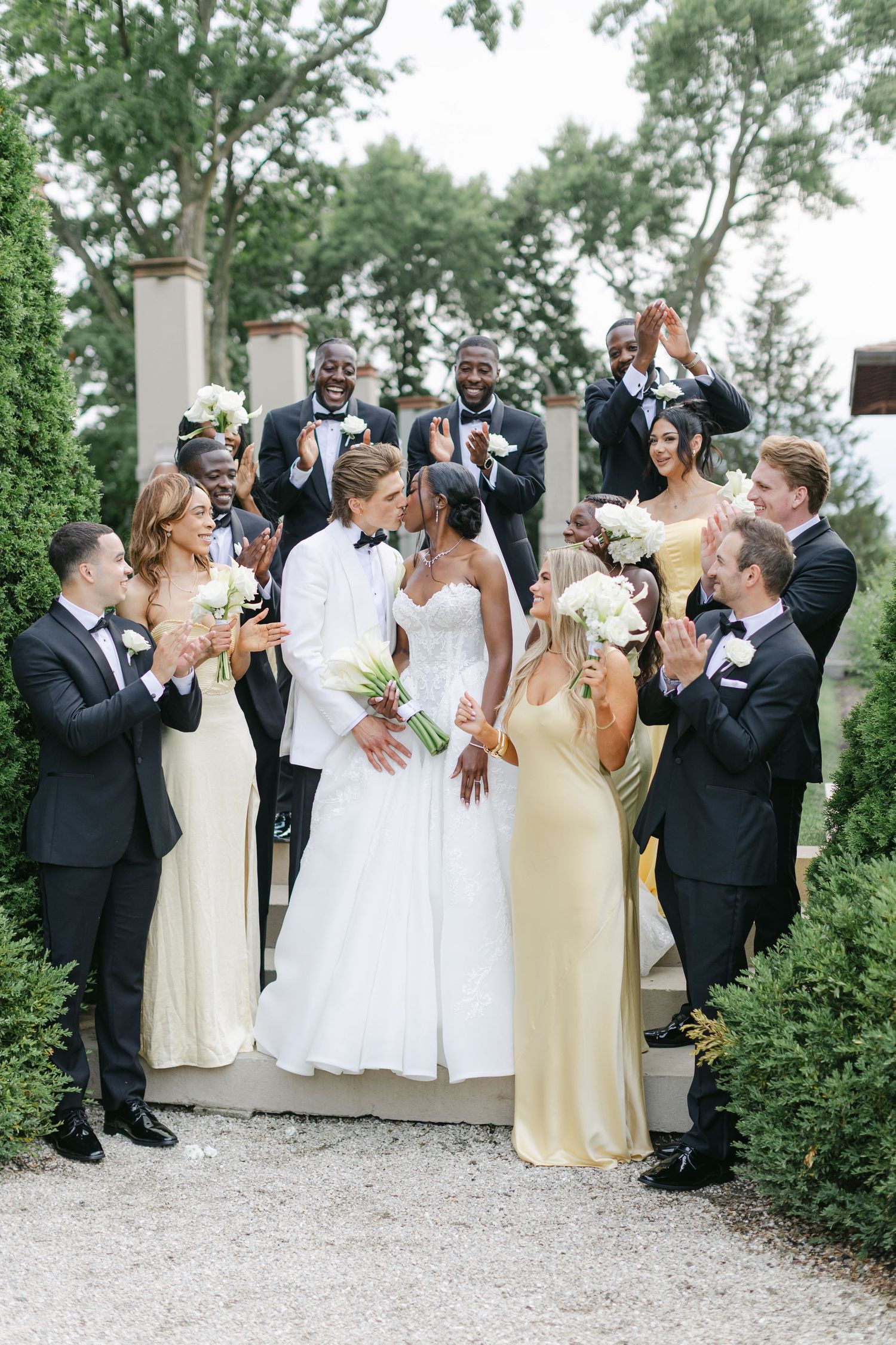 The Armour House Wedding in Lake Forest, IL - Bridal Party Portrait in Garden