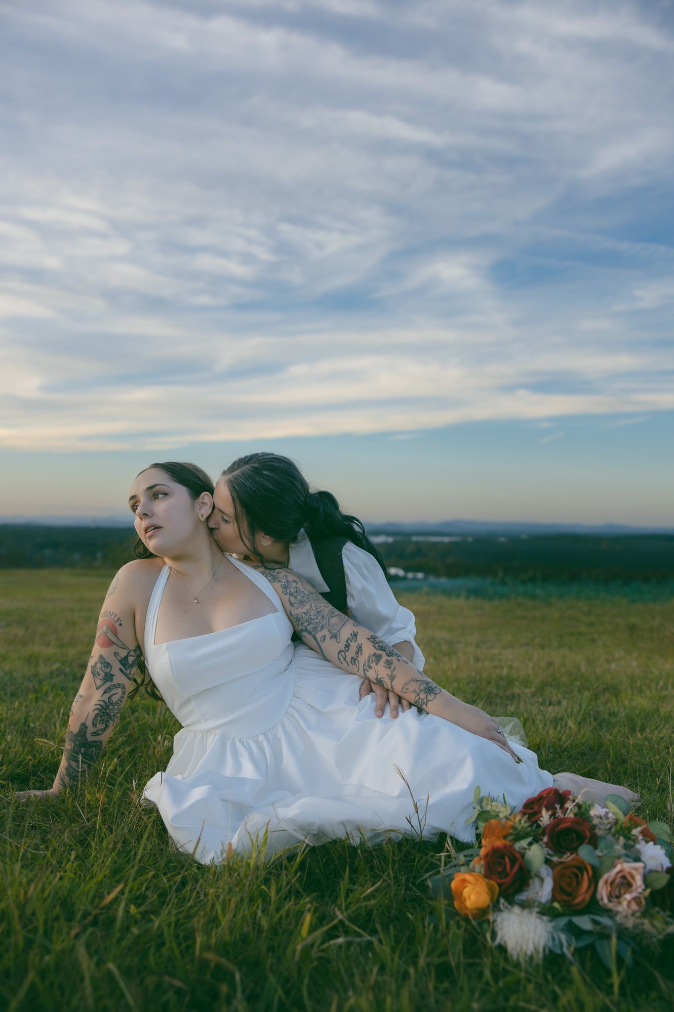 lesbian queer lgbtq couple wedding adventure elopement mountains asheville NC GA SC TN romantic moody alternative vintage inclusive