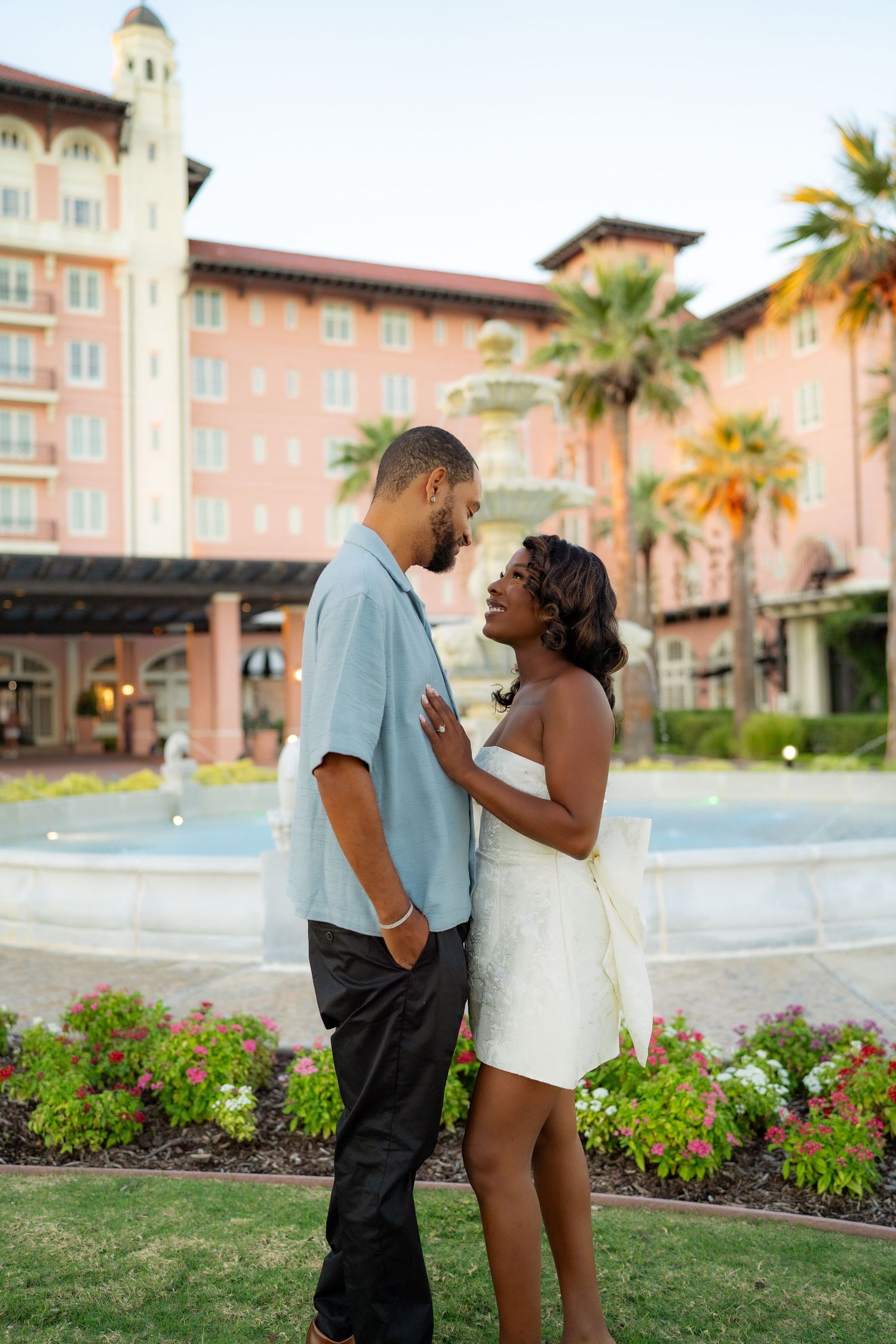 Engagement session at Grand Galvez Resort in Galveston, TX. Natural light, candid moments, lifestyle photography, engagement photography.