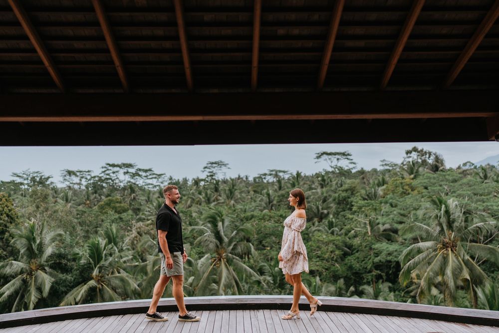 Bali couple portrait with lush natural surroundings