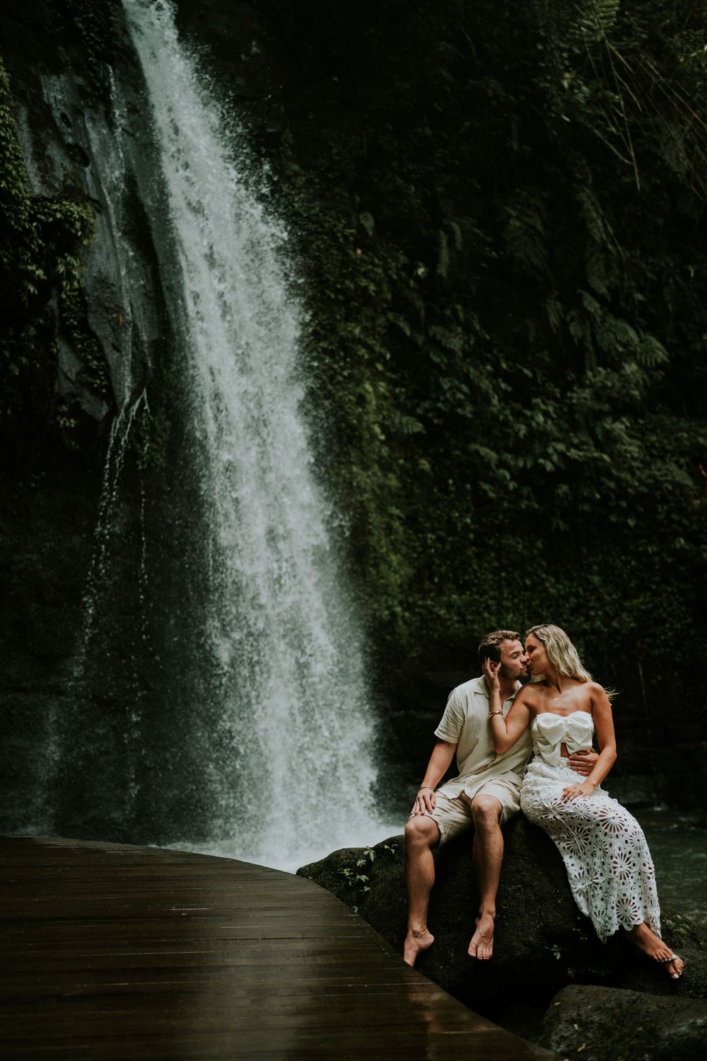 Couple photoshoot session in Bali with waterfall background
