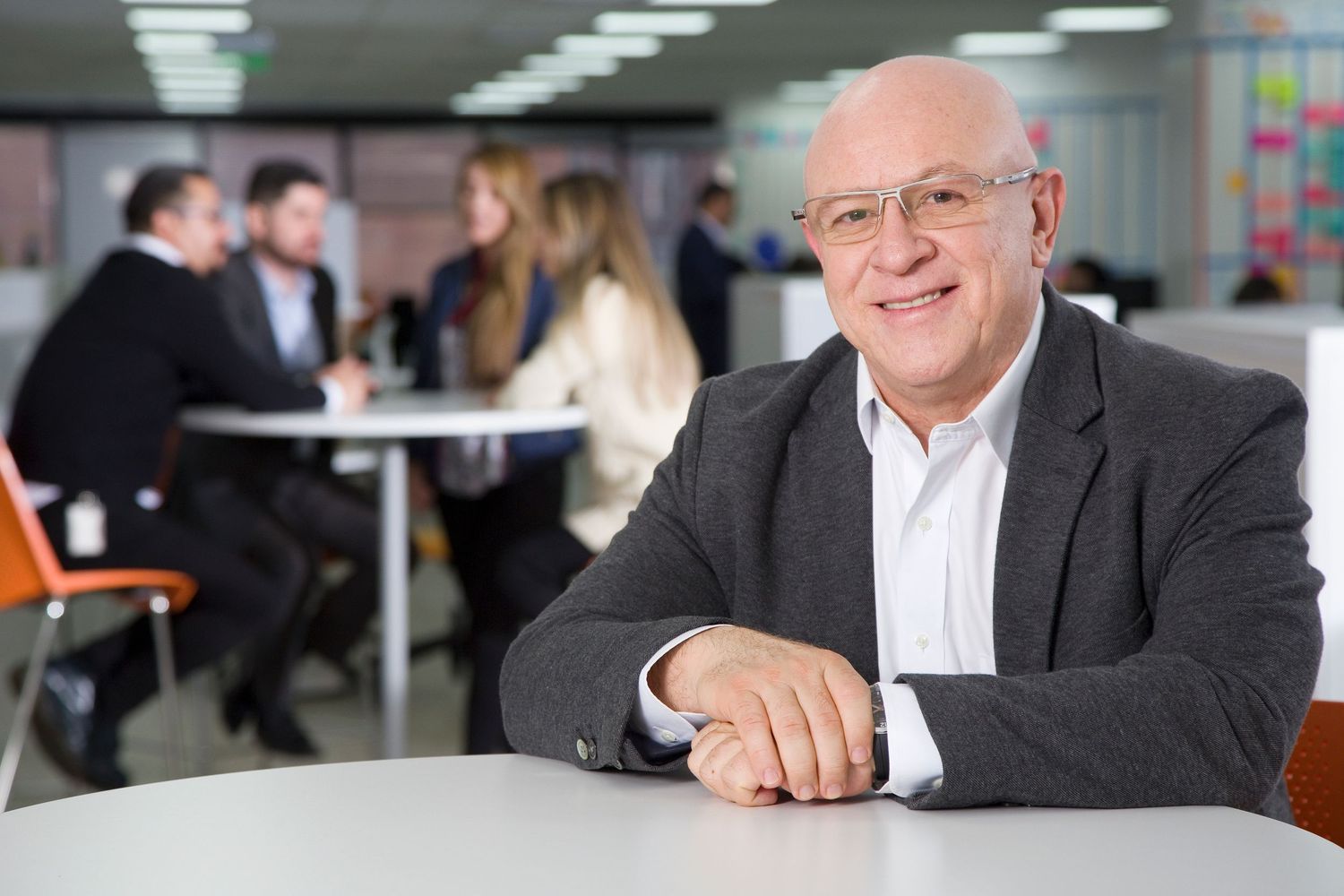 Portrait of a BBVA bank manager in Colombia.