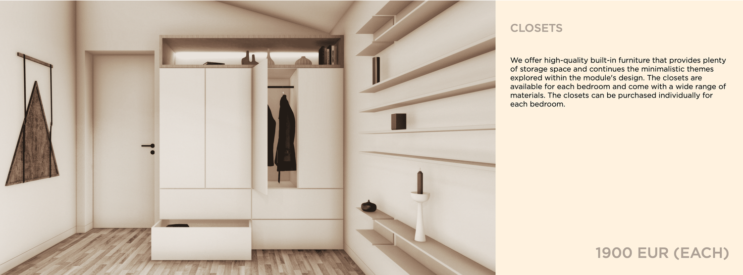 Minimalist interior space with white walls, wood flooring and natural light streaming through multiple windows.