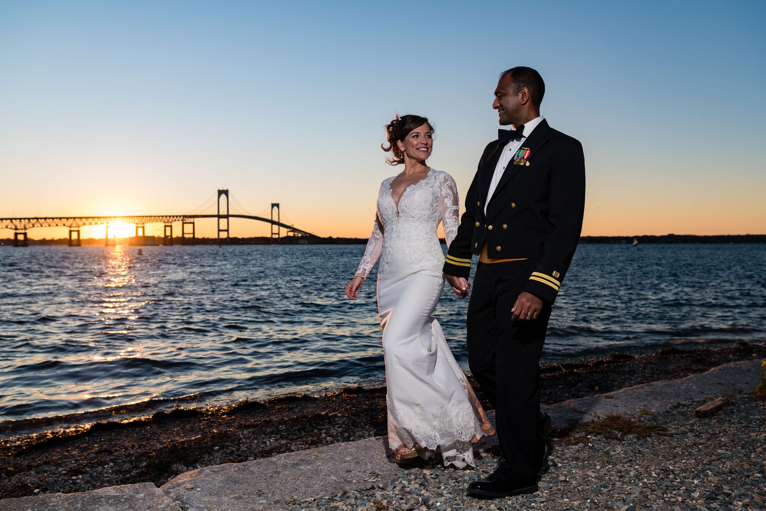 Elegant waterfront wedding at the Naval War College Officer's Club. Authentic Newport, RI wedding moments captured by Stefy Hilmer.