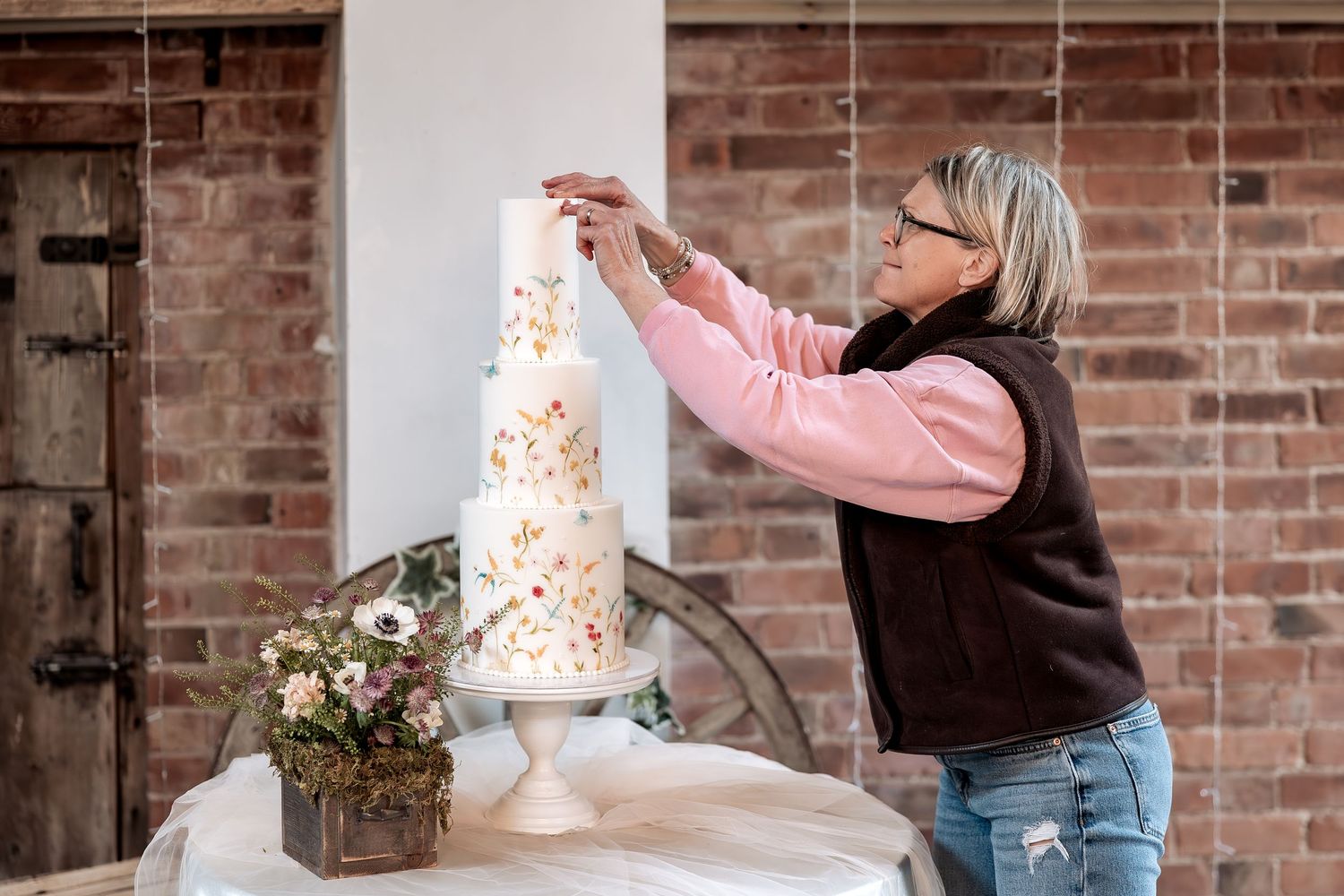 Cake preparation for the wedding stayed shoot at Deighton Lodge wedding venue.