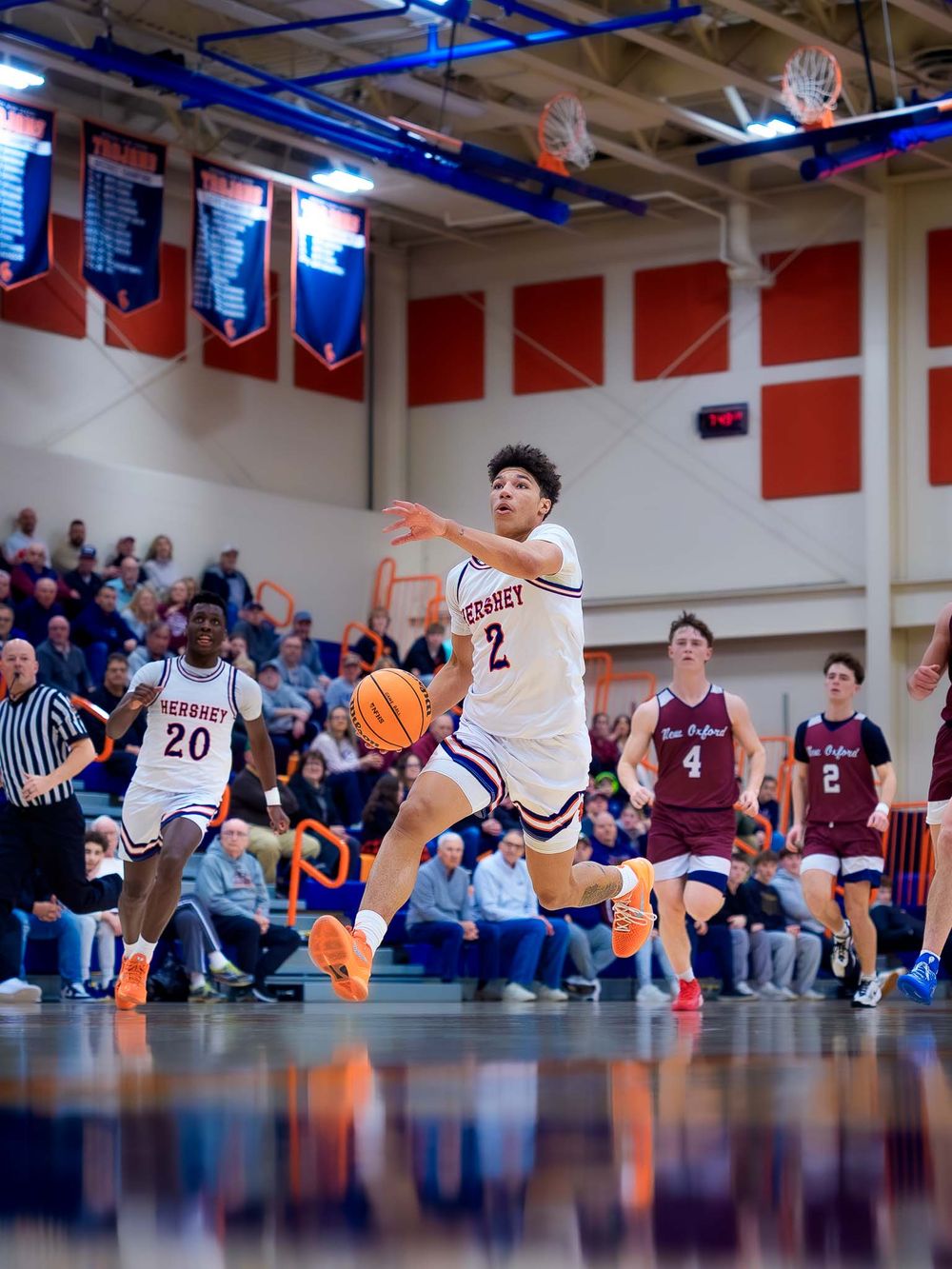 Hershey Trojans Cam Sweeney drives to dunk in the quarterfinals, by SportsFox Photography, Hershey