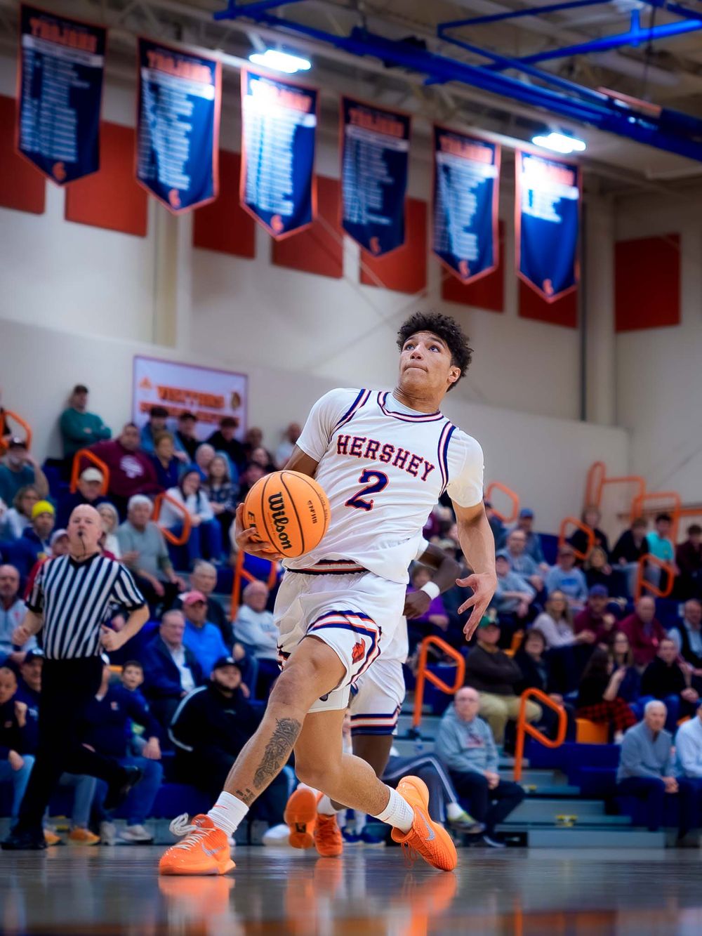 Hershey Trojans Cam Sweeney drives to dunk in the quarterfinals, by SportsFox Photography, Hershey