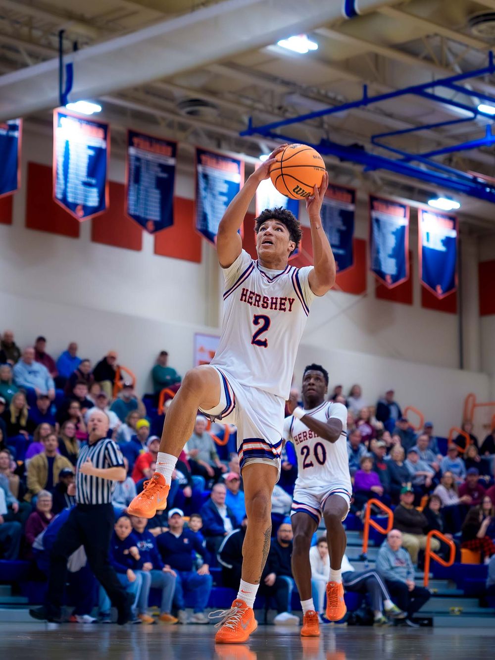 Hershey Trojans Cam Sweeney drives to dunk in the quarterfinals, by SportsFox Photography, Hershey