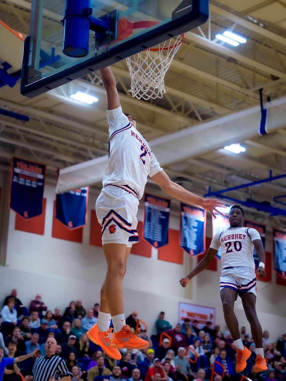 Hershey Trojans Cam Sweeney drives to dunk in the quarterfinals, by SportsFox Photography, Hershey