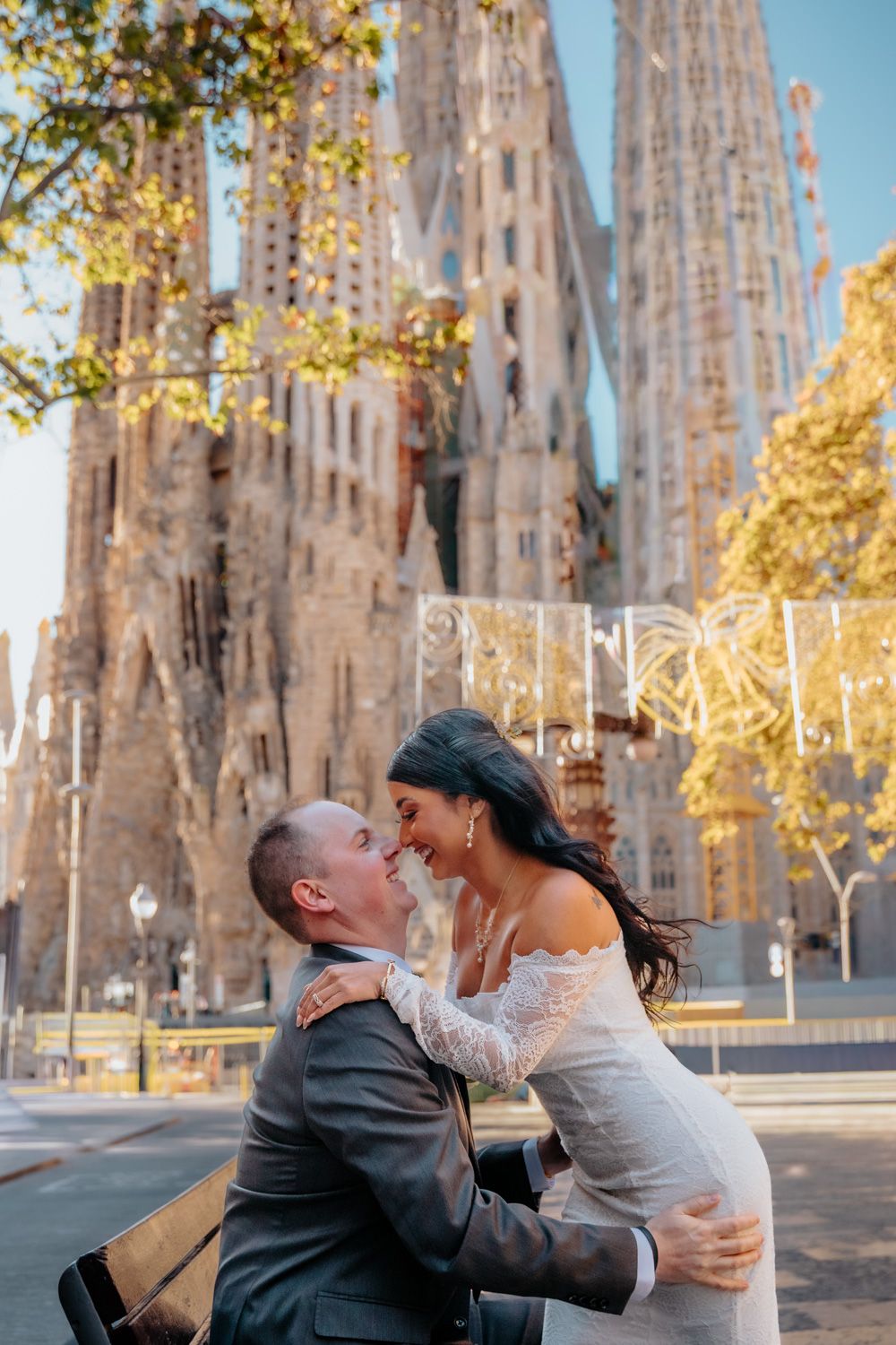 Loving embrace Birth façade autumn morning Anniversary photoshoot Barcelona BarcelonaLoversPH