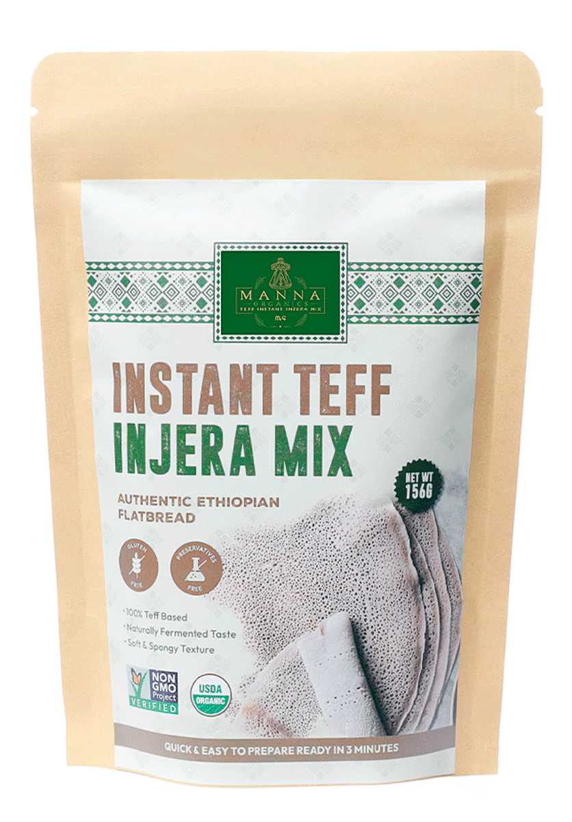Product photography featuring a bag of teff, created by commercial photographer Chris Z of Zeng Studio.