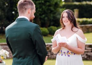 non-traditional wedding photographer in the Lake District - bride reading vows
