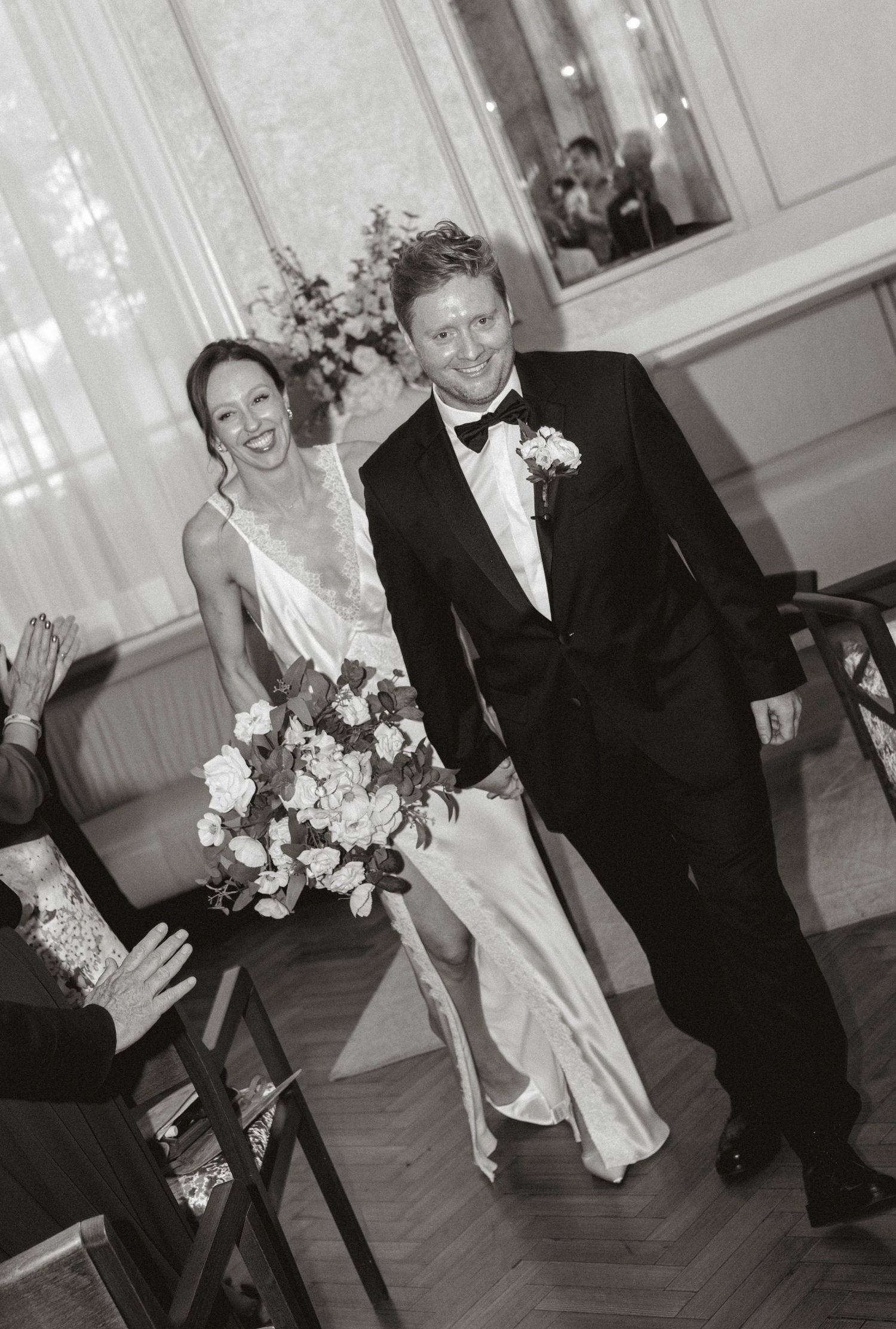 Wedding ceremony in Chelsea Town Hall, vintage wedding dress, wedding in pub