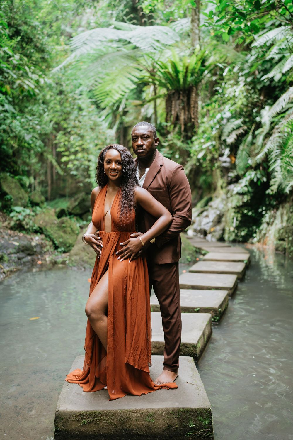 Prewedding couple photography in Bali with Ulu Petanu Waterfall