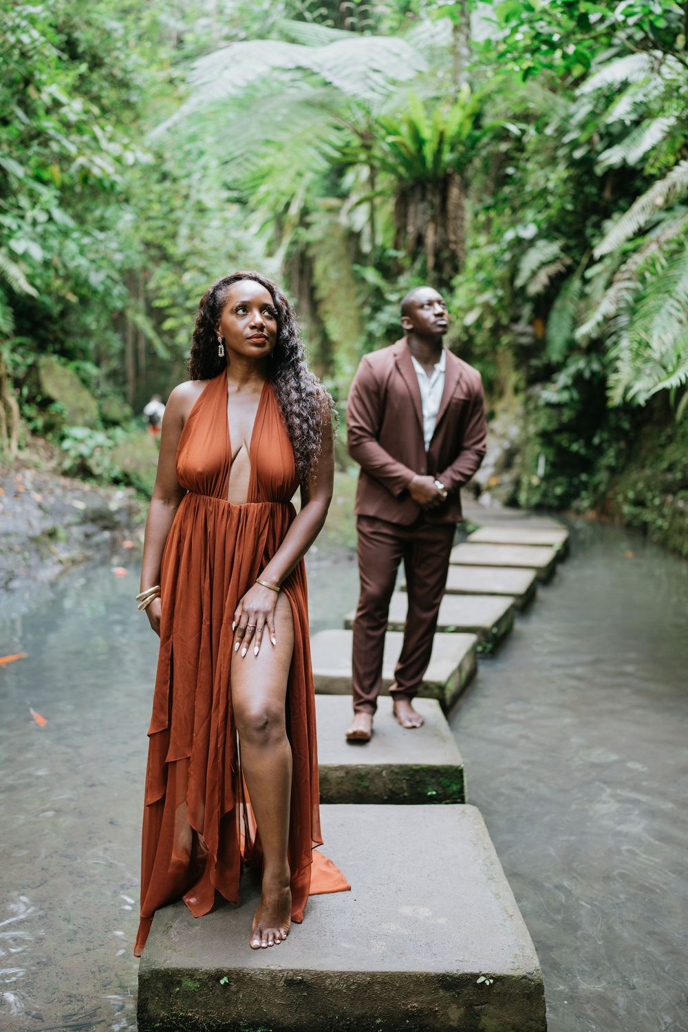 Prewedding couple photography in Bali with Ulu Petanu Waterfall