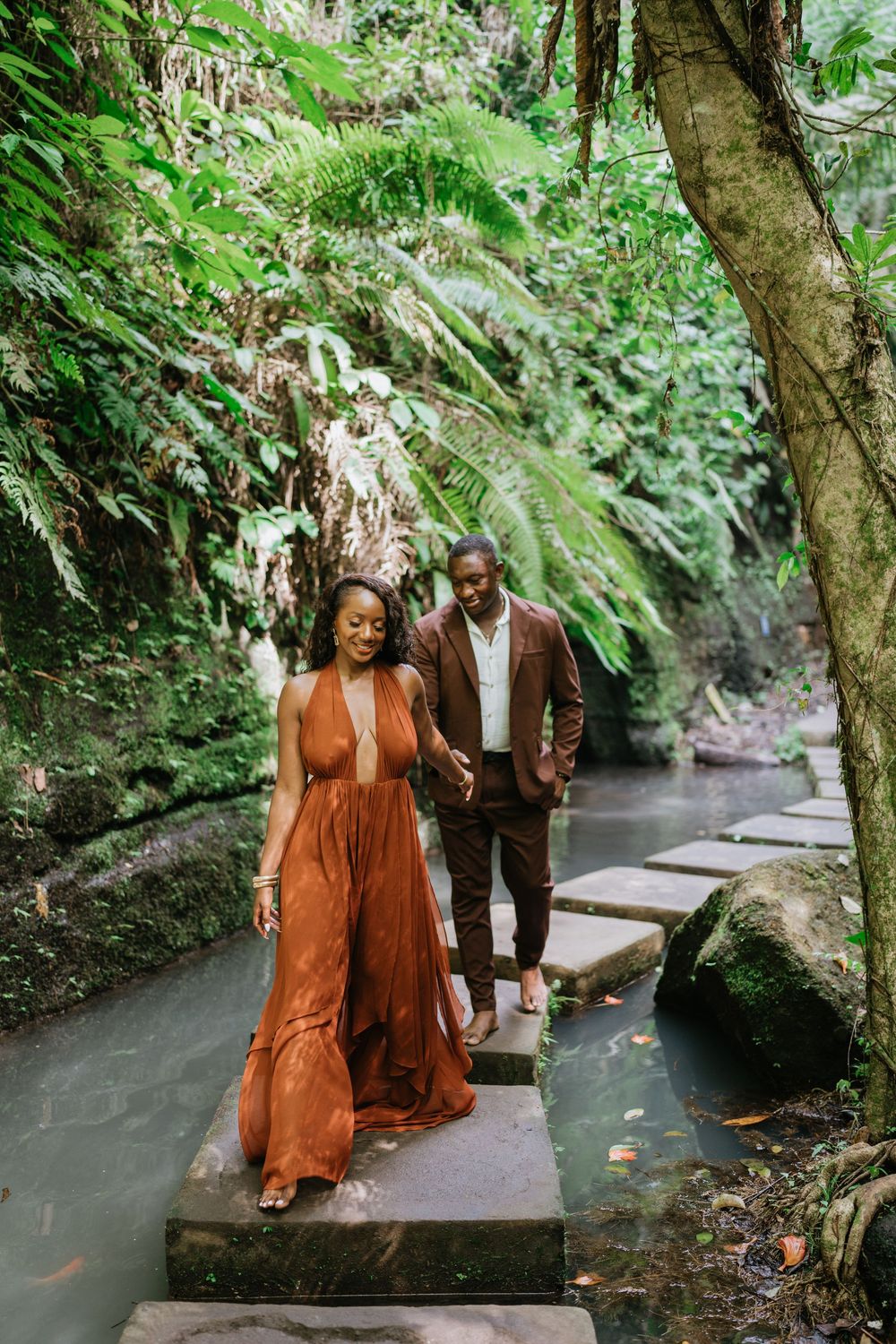 Prewedding couple photography in Bali with Ulu Petanu Waterfall