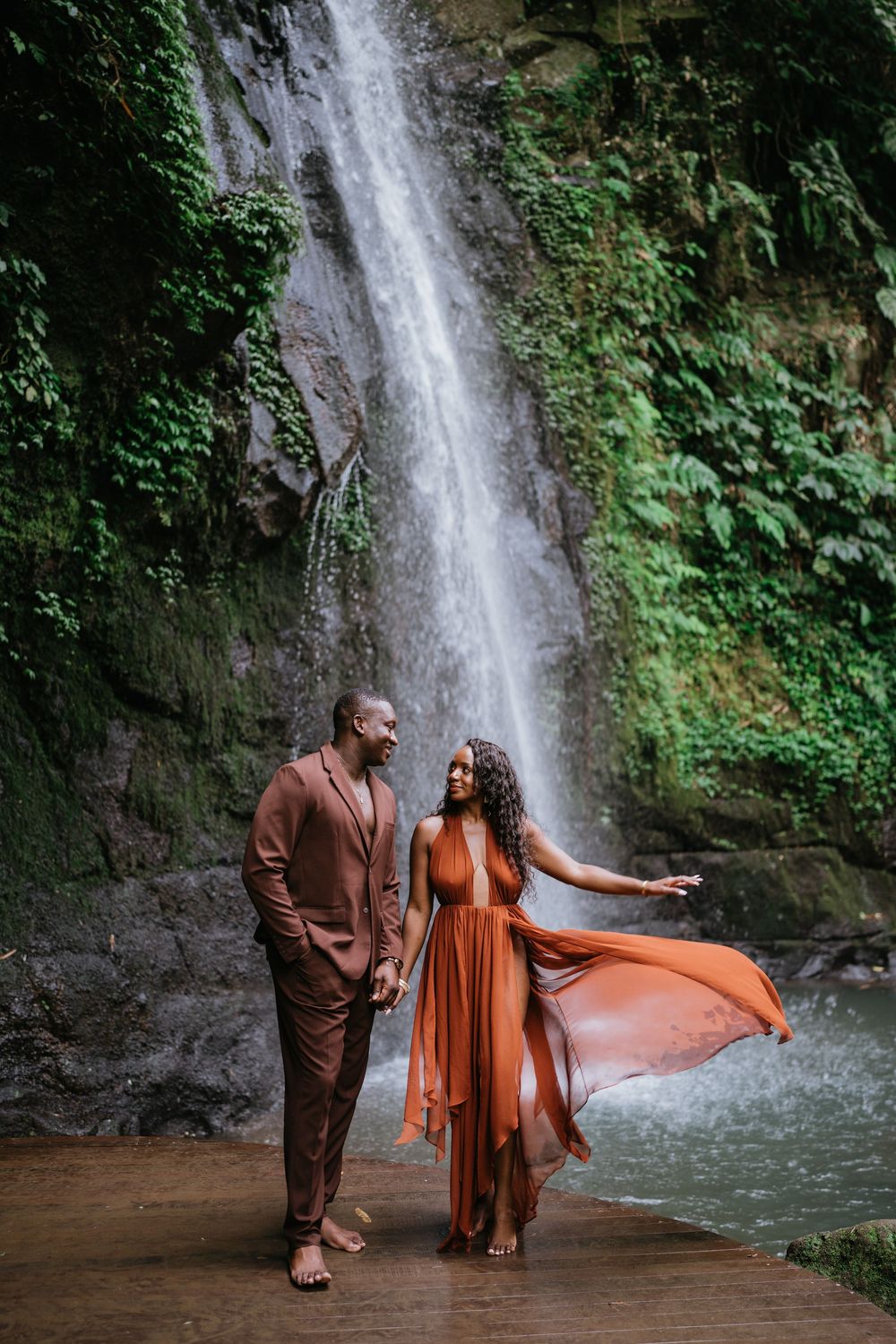 Prewedding couple photography in Bali with Ulu Petanu Waterfall