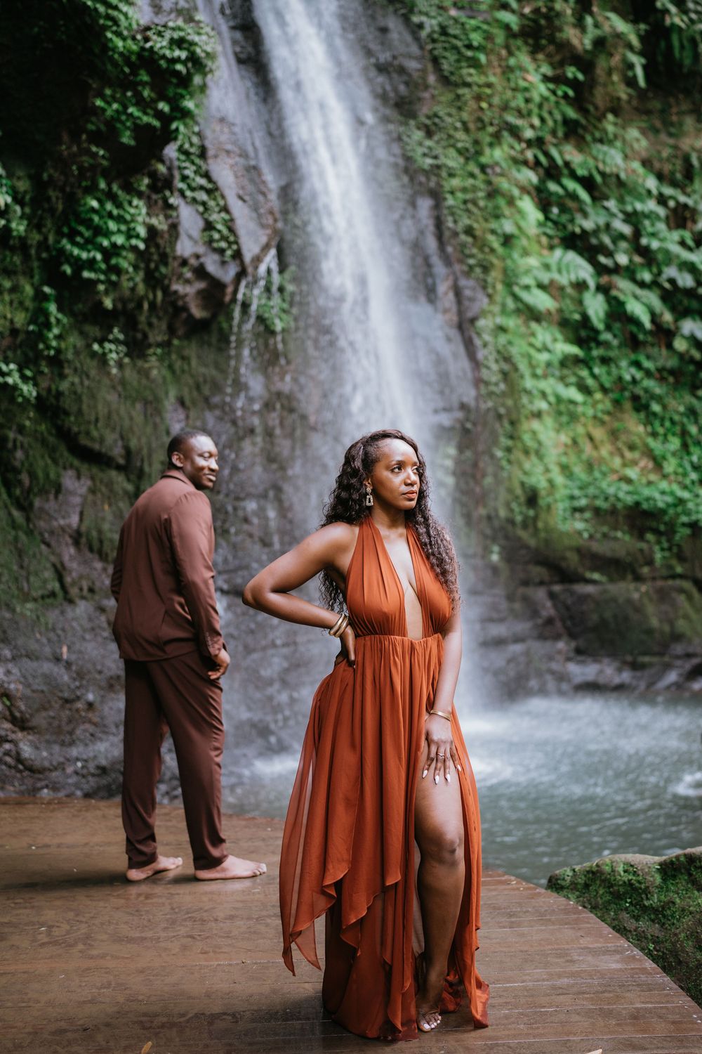 Prewedding couple photography in Bali with Ulu Petanu Waterfall