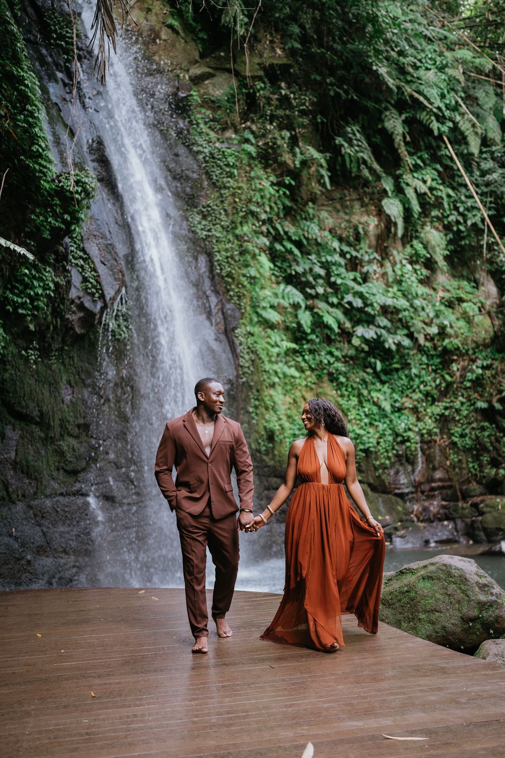 Prewedding couple photography in Bali with Ulu Petanu Waterfall