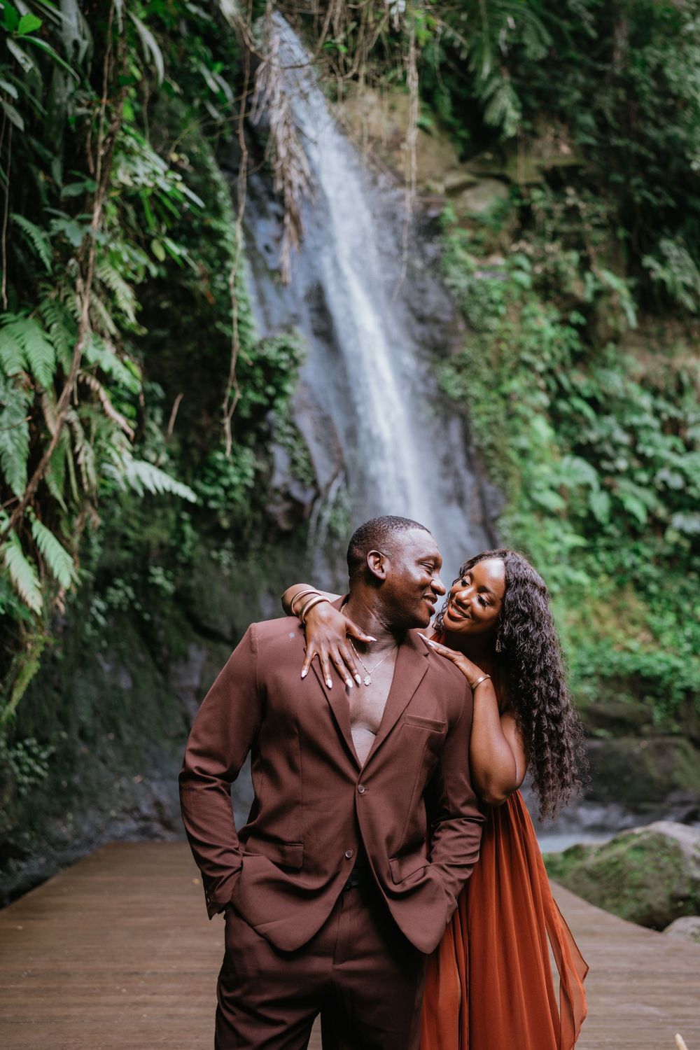 Prewedding couple photography in Bali with Ulu Petanu Waterfall
