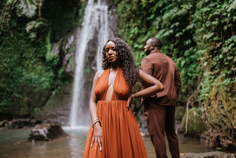 Prewedding couple photography in Bali with Ulu Petanu Waterfall