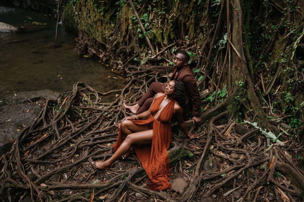 Prewedding couple photography in Bali with Ulu Petanu Waterfall
