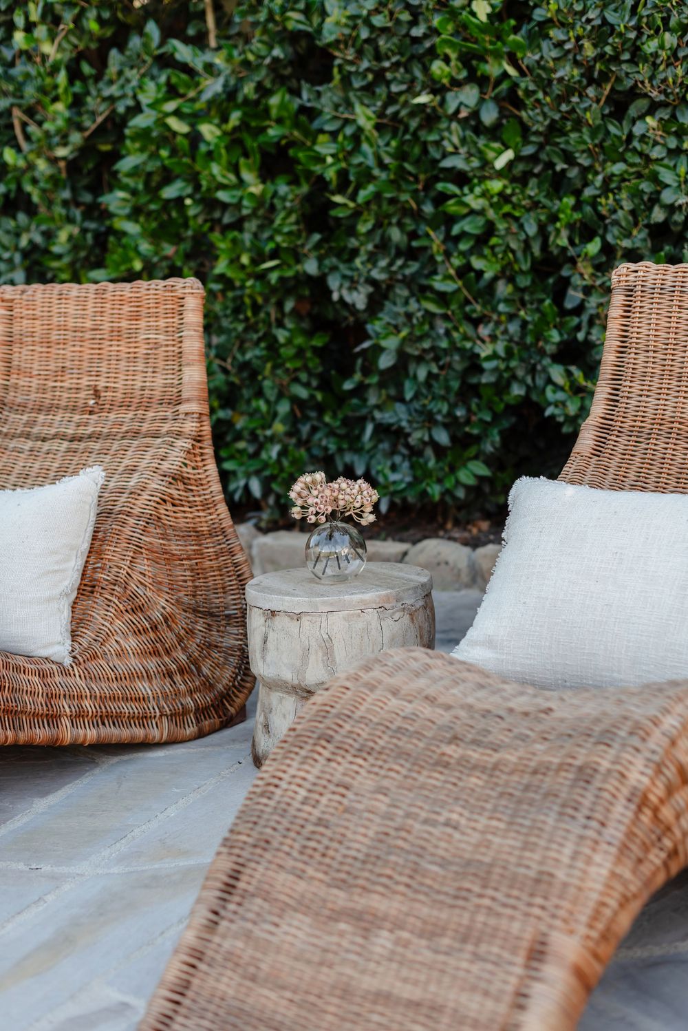 Montecito airbnb Photography Meg Sandu Patio Rattan chairs