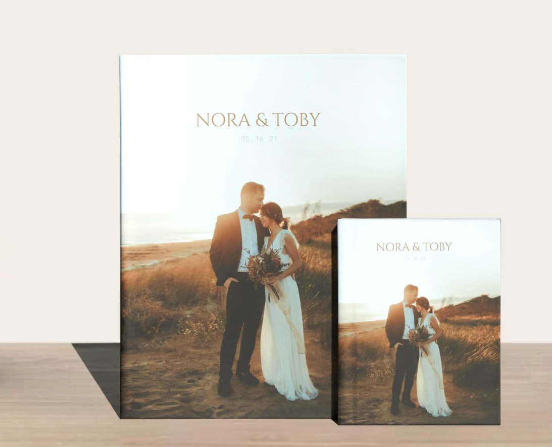 Luxury flush mount wedding album by ZNO, featuring thick, lay-flat pages and custom linen or leather covers — a timeless keepsake for couple