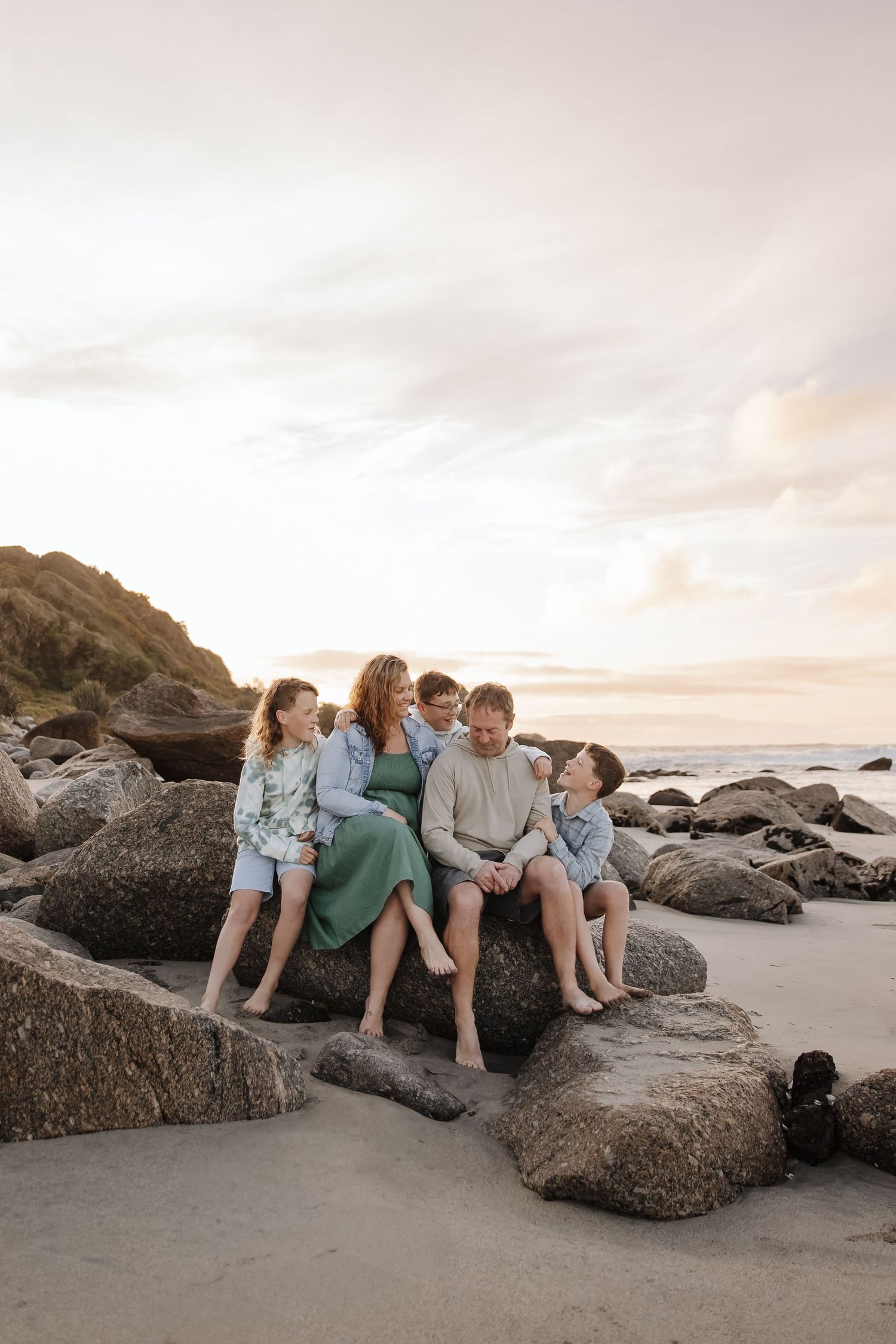 Erin Adams, family moments outdoors in Westport in golden hour light, capturing candid moments
