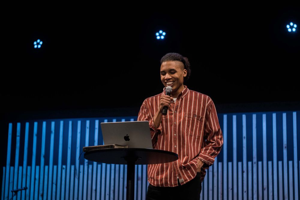 Youth Pastor Philip preaching on a Sunday at Artisan Church in Blaine Minnesota
