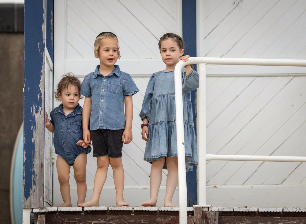Family at the beach lifestyle shot.