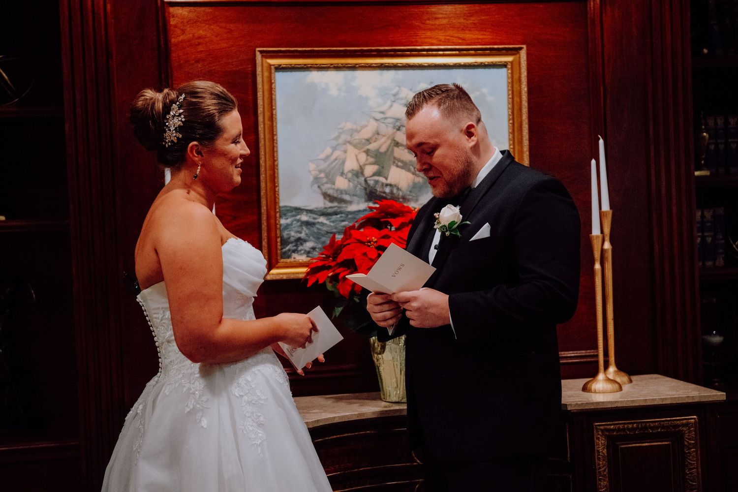 Romantic winter wedding at Olde Mill Inn in Basking Ridge, NJ. See timeless wedding photos and get inspiration for your New Jersey wedding.