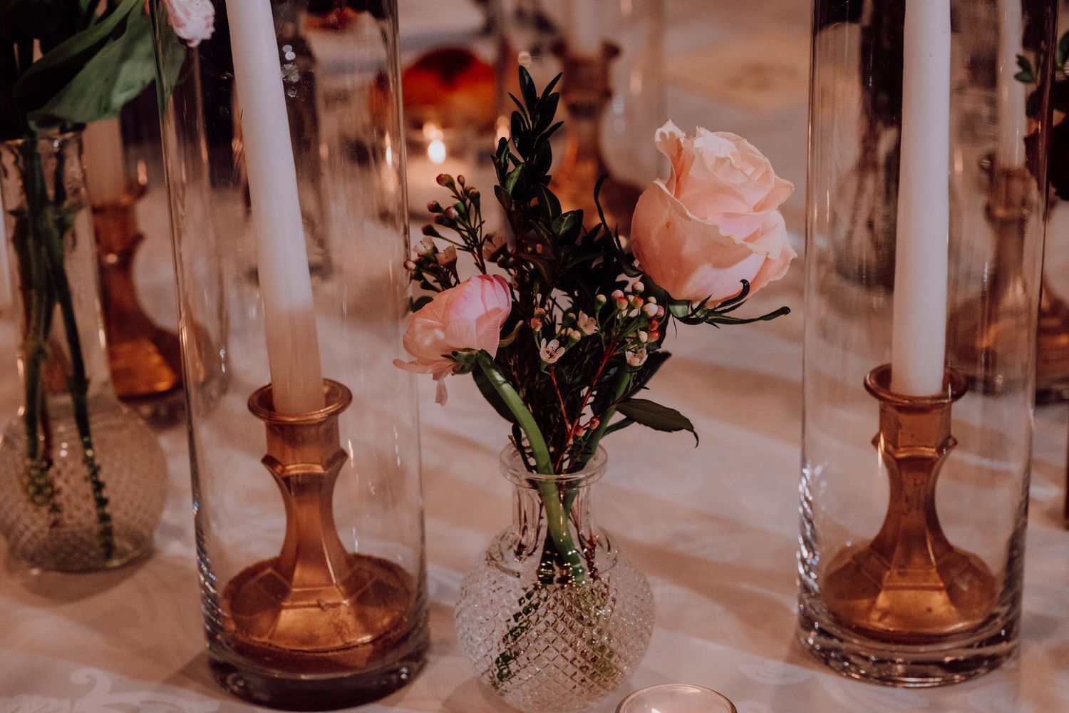 Wedding reception dancing at Olde Mill Inn ballroom in Basking Ridge NJ. Wedding reception table set up at Olde Mill Inn