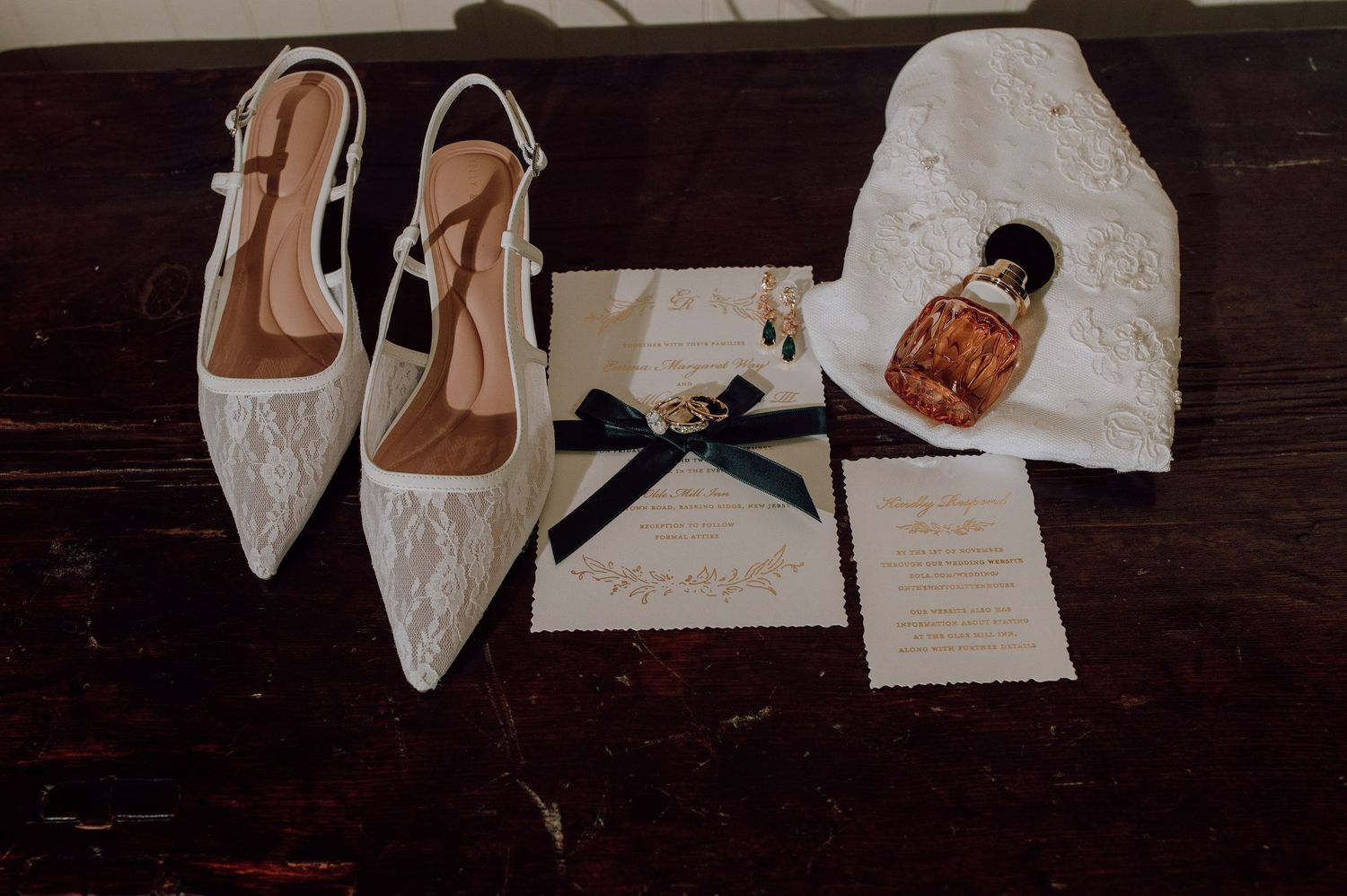Romantic winter wedding at Olde Mill Inn in Basking Ridge, NJ. See timeless wedding photos and get inspiration for your New Jersey wedding