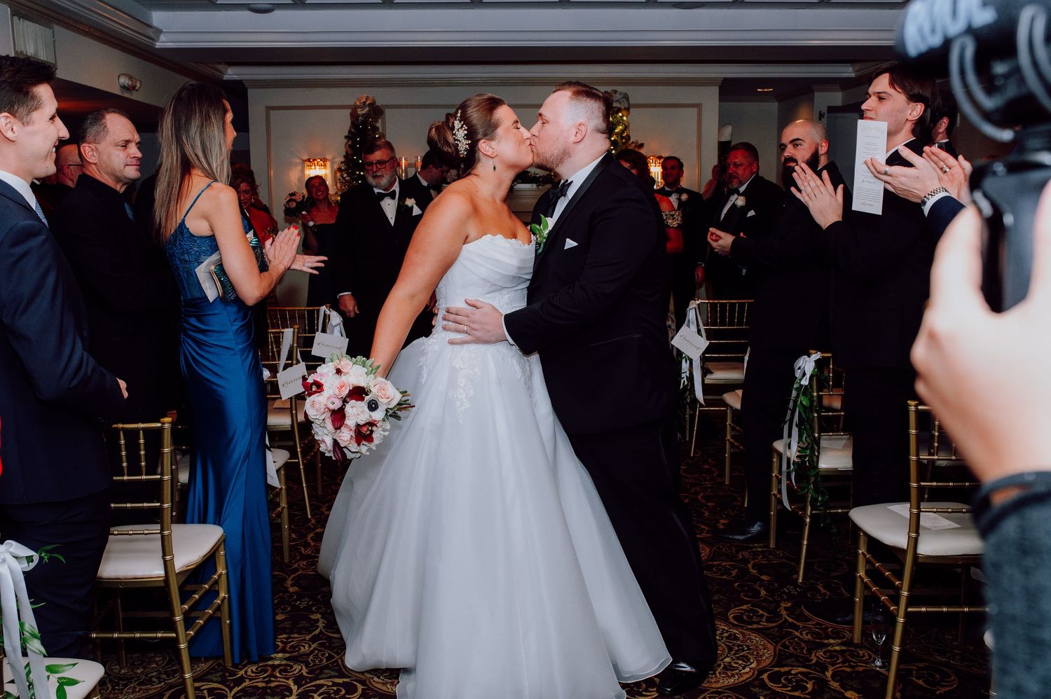 Romantic winter wedding at Olde Mill Inn in Basking Ridge, NJ. See timeless wedding photos and get inspiration for your New Jersey wedding.