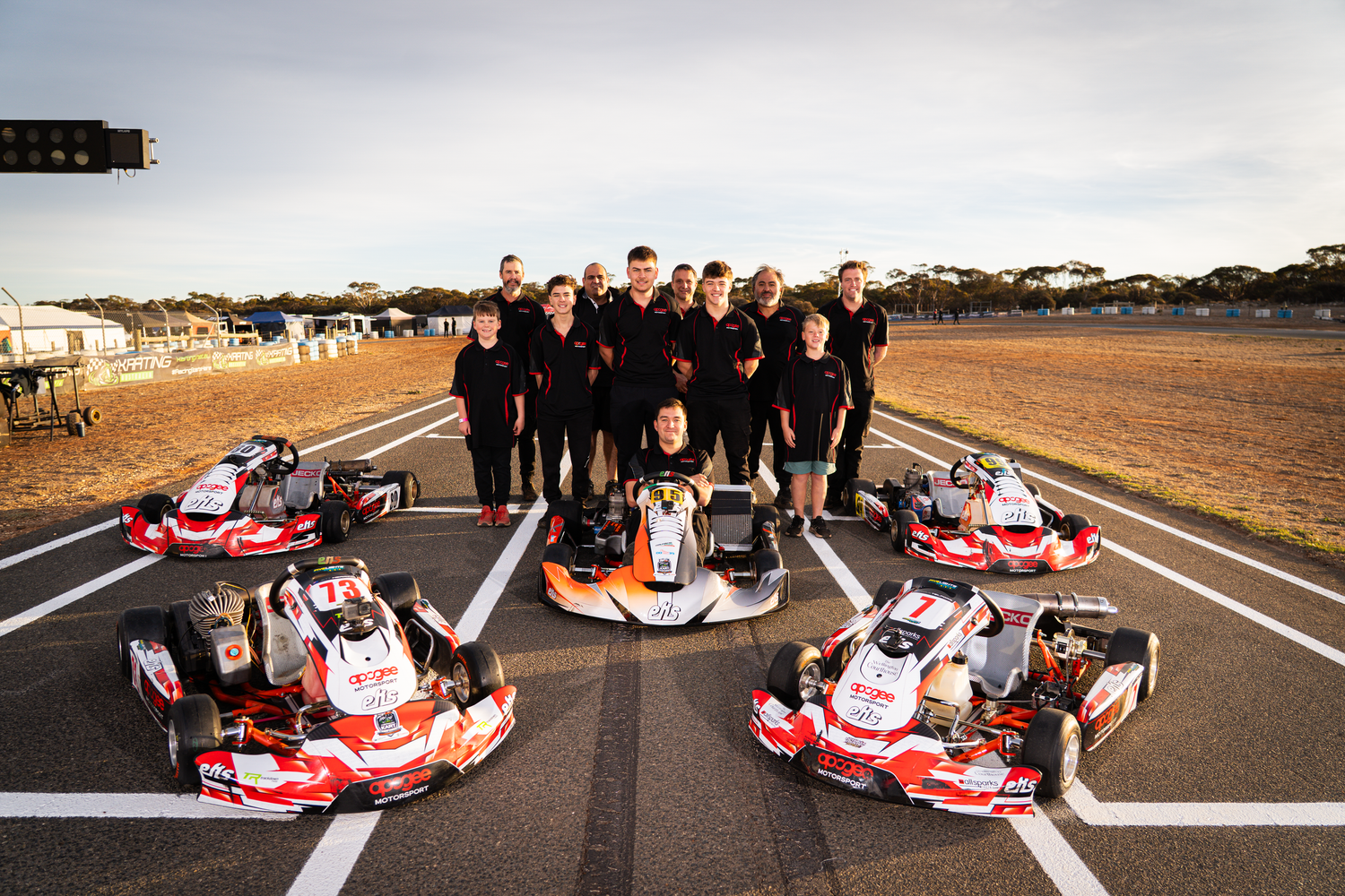 Photo of karting team, Apogee Karting as a group