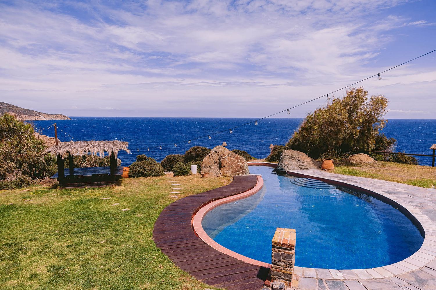 luxury seaside wedding venue with pool and sea view in Greece