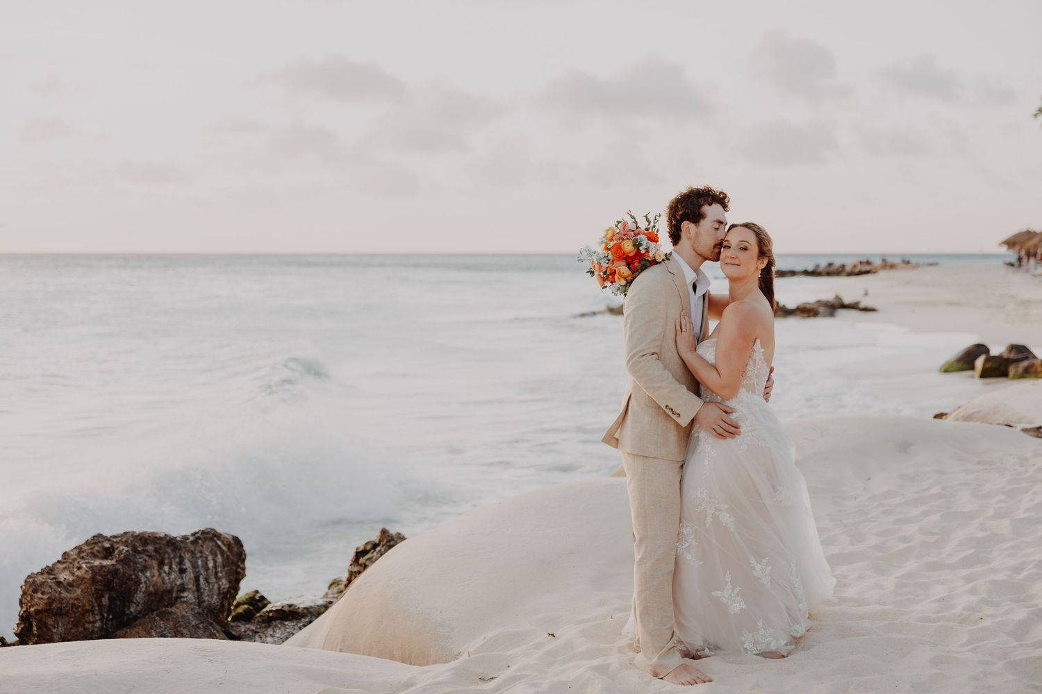 Sunset beach wedding in Aruba