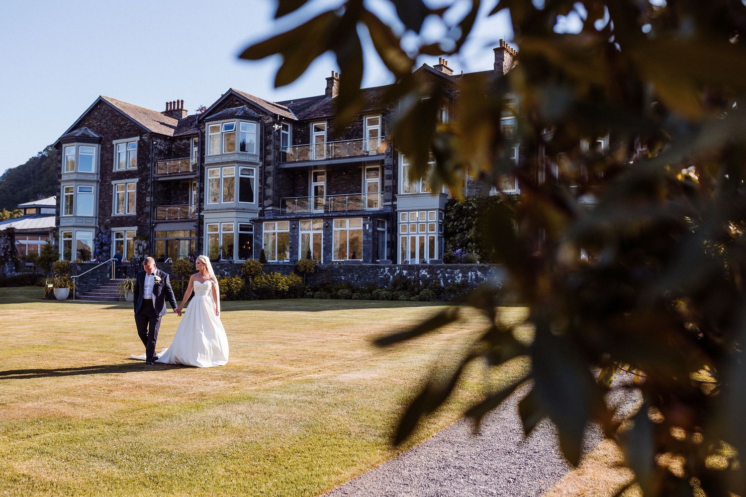 Summer wedding outside Lake District venue