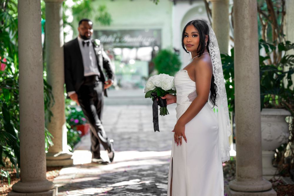 Newlywed couple in Palm Beach captured by luxury wedding photographers in Florida