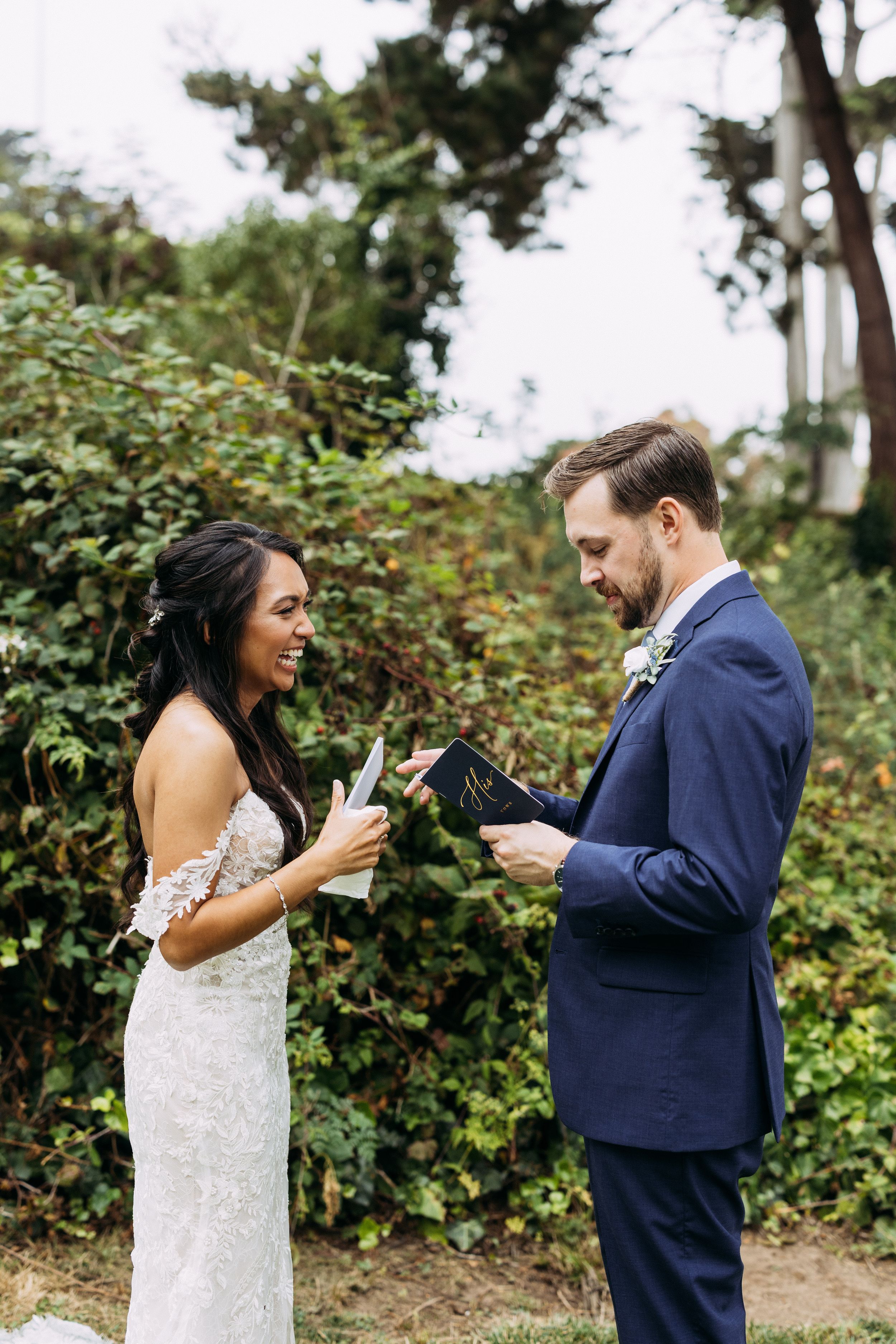 Private wedding vows and intimate wedding moments in San Francisco