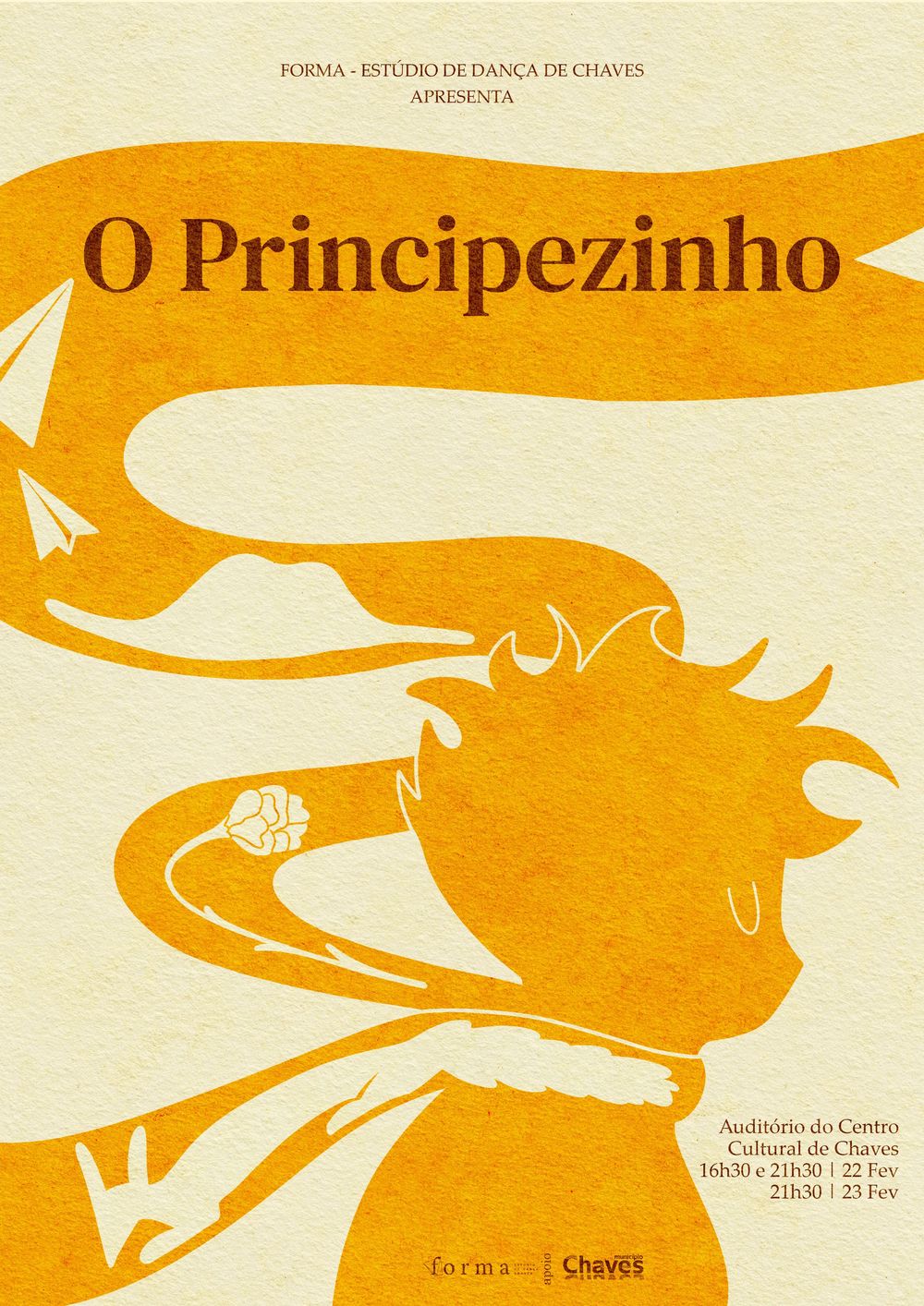 Orange and cream colored graphic design for 'O Principezinho' title treatment.