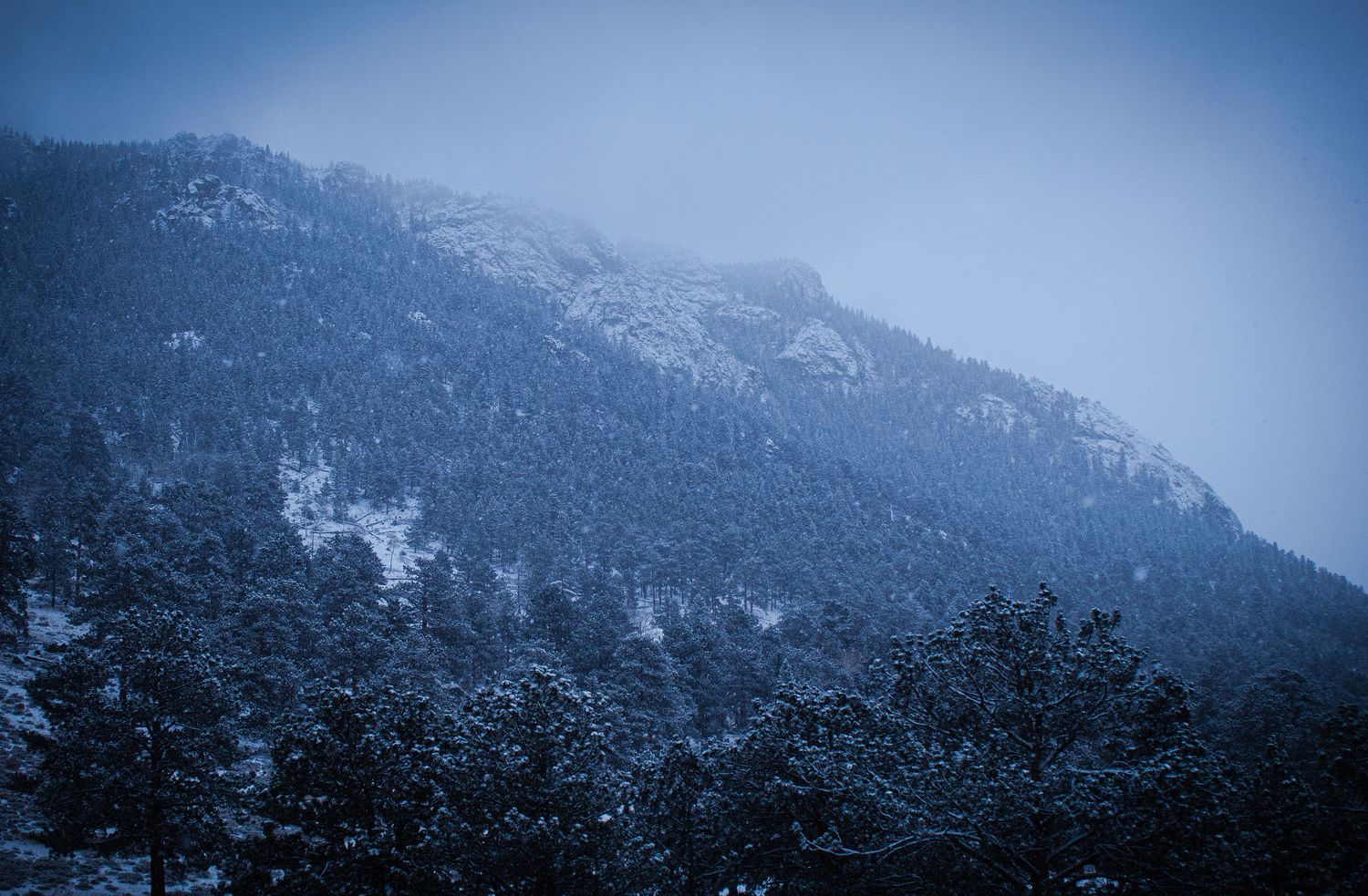 Snowy evening in the mountains