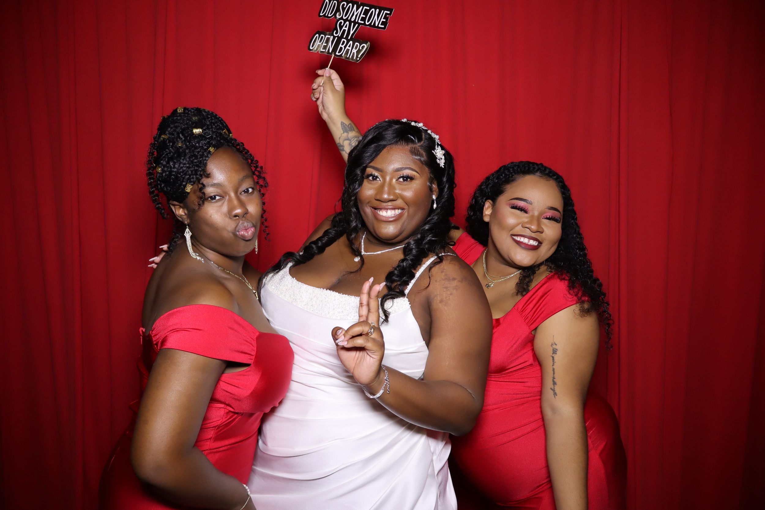 The bride enjoyed the photo booth for her wedding party.