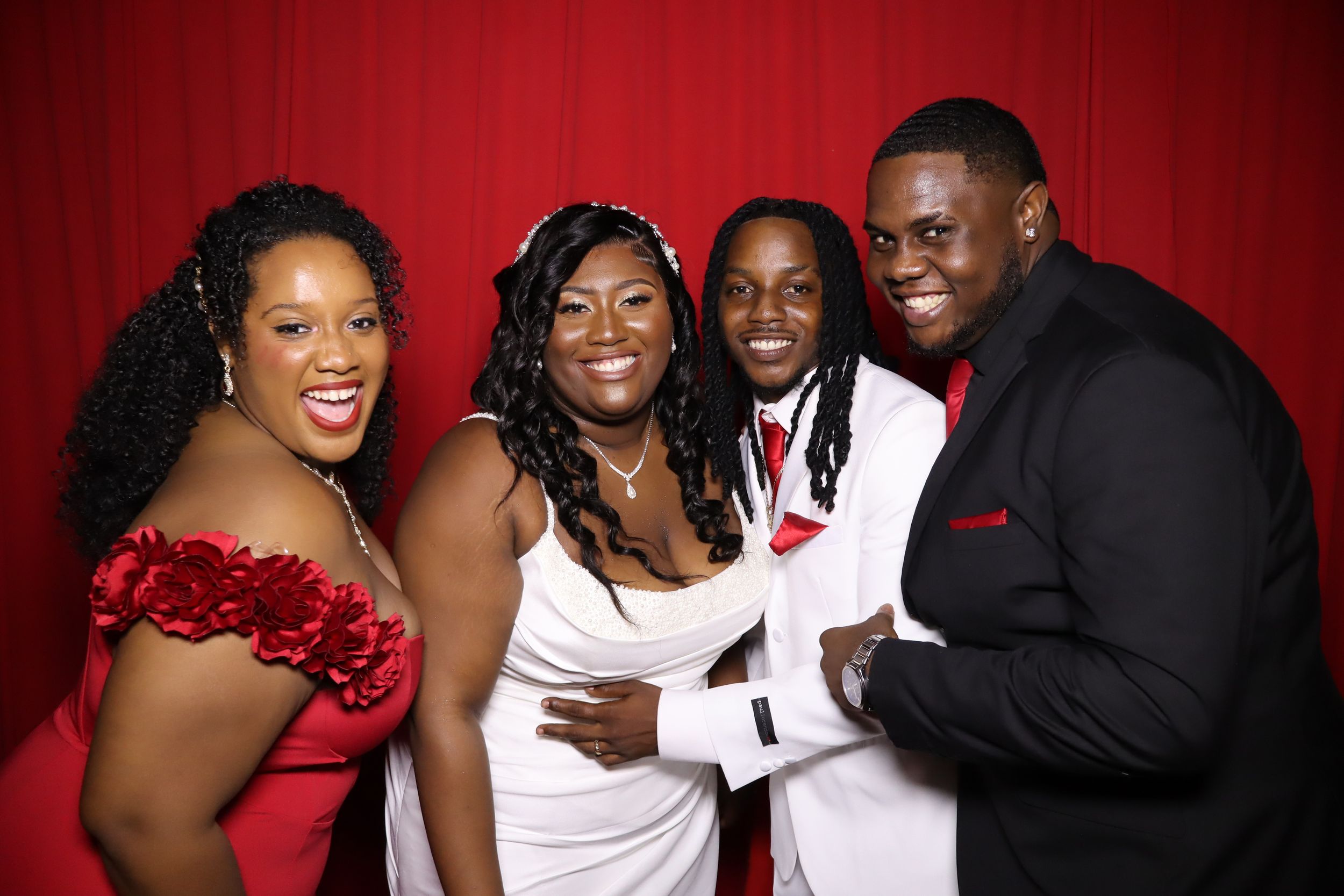 Fun couple and guest at the wedding enjoying our photo booth.