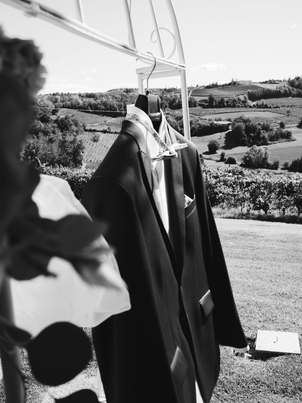 Dettagli sposo, campagna, vigneti piemonte.