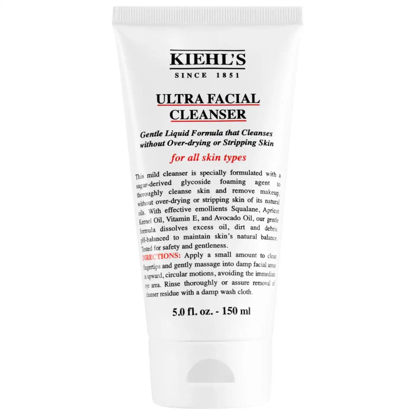 White tube of Kiehl's Ultra Facial Cleanser skincare product shown against light background.