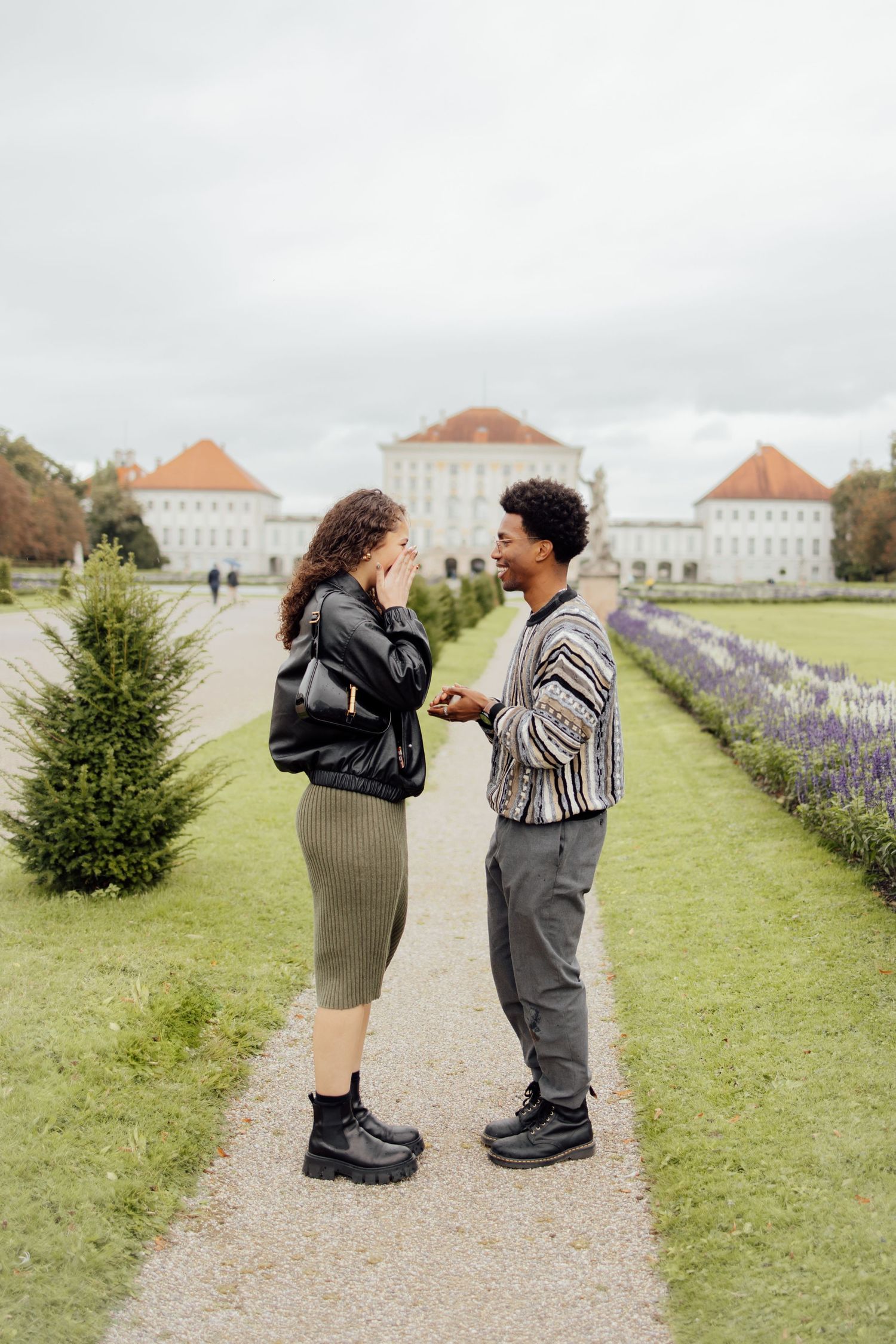 Munich proposal photographer - newly engaged couple in Nymphenburg Palace - Nymphenburg Palace Engagement - Nymphenburg palace proposal